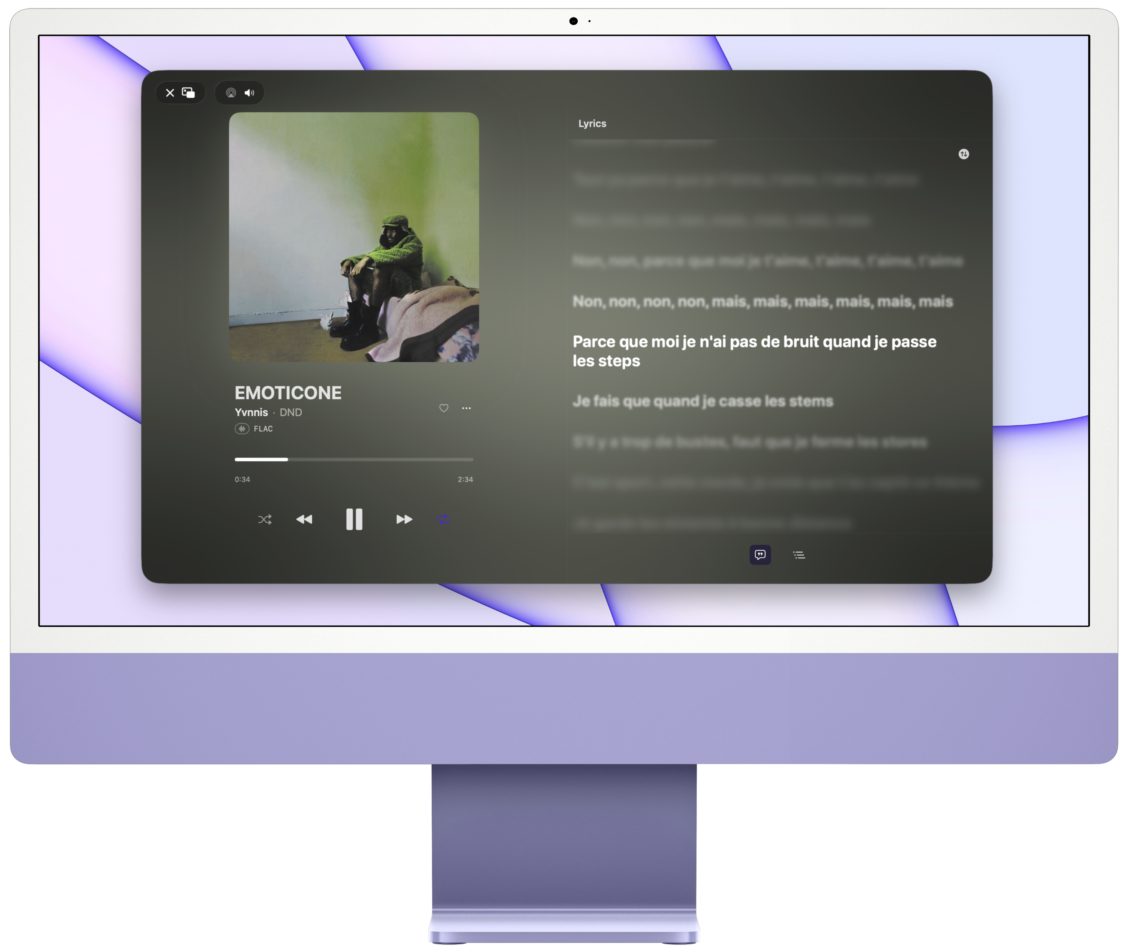 Cassette player on Mac with mini-player and keyboard shortcut overlay