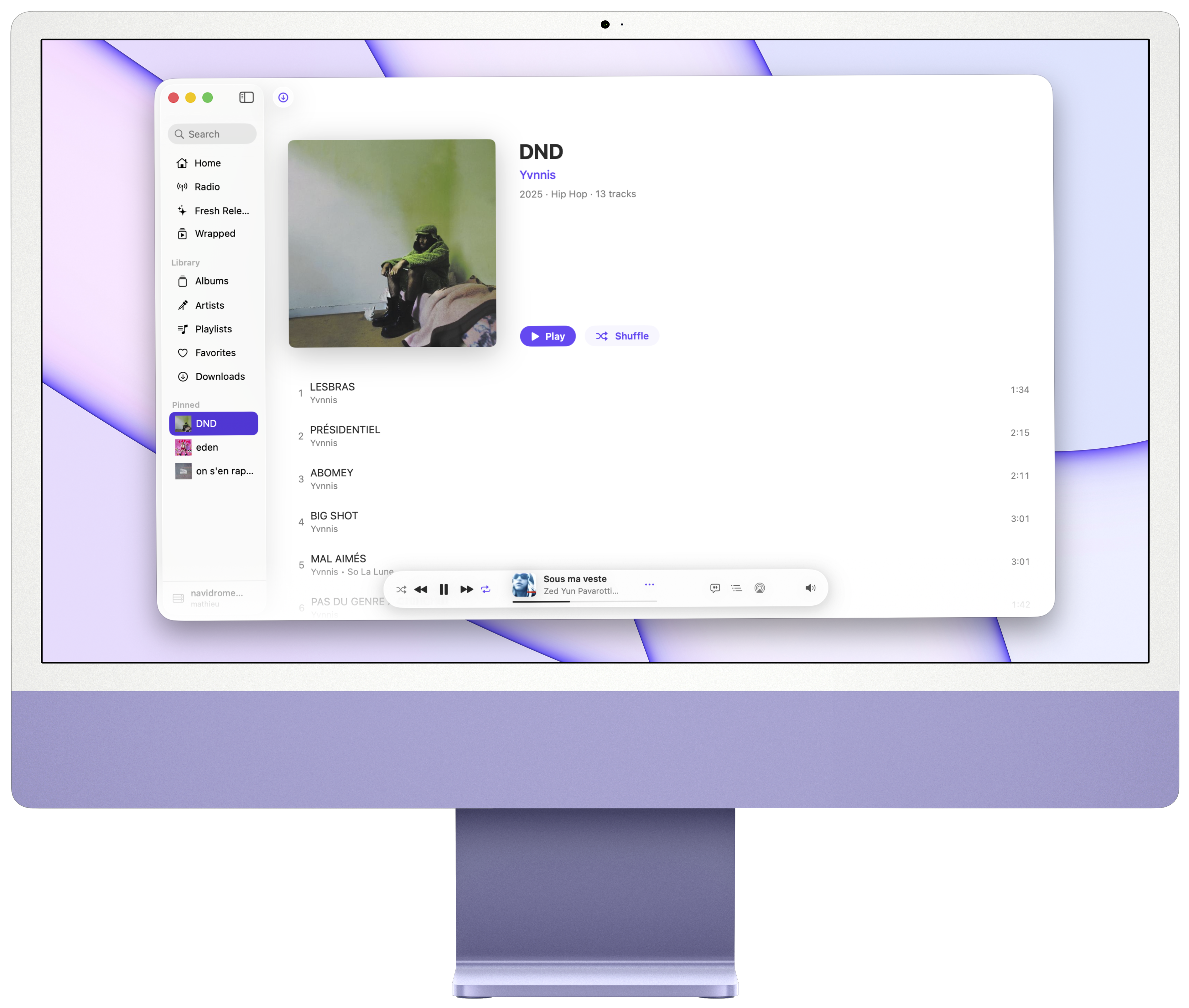 Cassette on Mac showing an offline-available album with downloaded badge